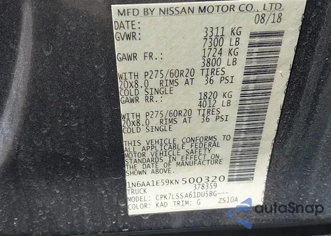 2019 Nissan Titan Sv from USA, damaged, VIN 1N6AA1E59KN500320